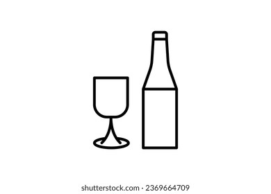 Wine Glass Icon. Icon related to Restaurant, Dinner, kitchen tool. Suitable for web site design, app, user interfaces. Line icon style. Simple vector design editable