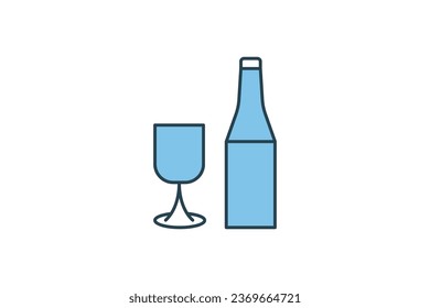 Wine Glass Icon. Icon related to Restaurant, Dinner, kitchen tool. Suitable for web site design, app, user interfaces. Flat line icon style. Simple vector design editable