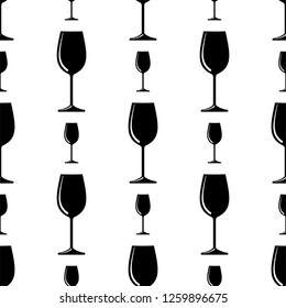 Wine Glass Icon Seamless Pattern, Wineglass Icon, Glassware Icon Vector Art Illustration