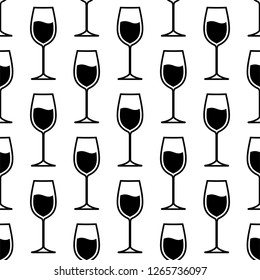 Wine Glass Icon Seamless Pattern, Wineglass Icon, Glassware Icon Vector Art Illustration