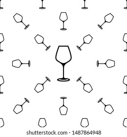 Wine Glass Icon Seamless Pattern, Wine Drinking Glass Icon Vector Art Illustration