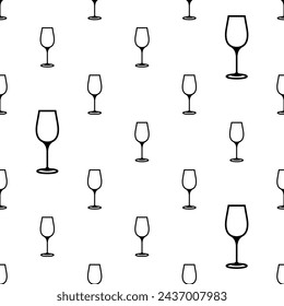 Wine Glass Icon Seamless Pattern, Wine Drinking Glass Icon Vector Art Illustration