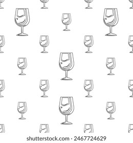 Wine Glass Icon Seamless Pattern, Wineglass Icon, Glassware Icon, Glass For Drinking Tasting Wine Vector Art Illustration