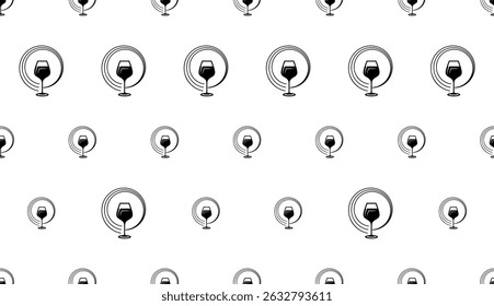 Wine Glass Icon Seamless Pattern, Wine Drinking Glass Icon Vector Art Illustration