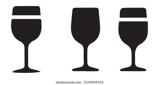  Iconos de vidrio de bebida alcohólica. Conjunto de iconos de Vector de contorno de cóctel.