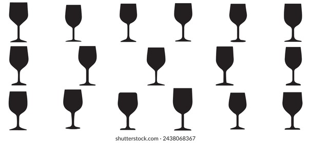 Wine glass icon set isolated on white background. Vector illustration.