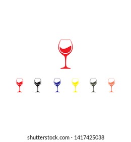 wine glass icon set, vector icon symbol