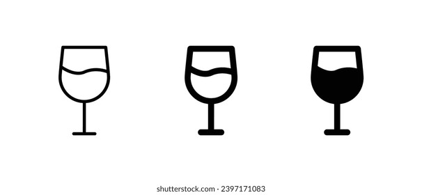 Wine Glass icon set vector For Web and mobile apps