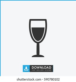 wine glass icon. Simple filled wine glass vector icon. On white background.