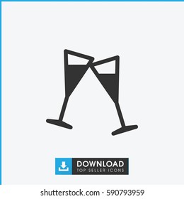 wine glass icon. Simple filled wine glass vector icon. On white background.