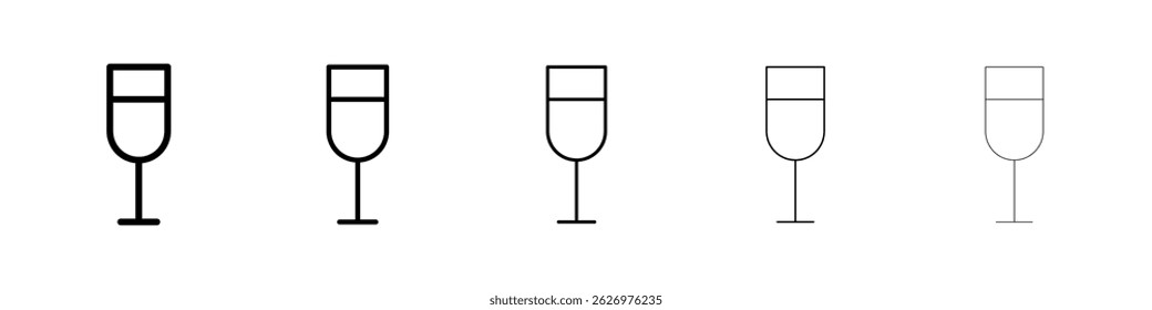 Ícone de vidro de vinho Símbolo plano de linha fina simples