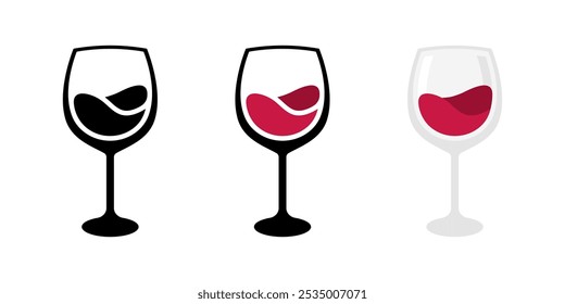 Wine glass icon. Wine symbol. Elegant wine glass vector illustration. Restaurant aperitif sign. Liquid alcohol drink pictogram. Cocktail bar isolated concept.