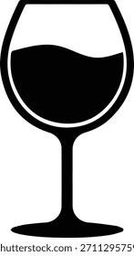 ícone de vidro de vinho simbolizando bebidas, celebrações, festas e jantar. Ideal para menus de bar, gráficos de restaurante, eventos, bebidas, marca de hospitalidade e ilustrações de vetor EPS editáveis.