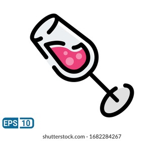 Wine Glass Icon Template Vector Design on white backround. Filled line style icon. EPS 10