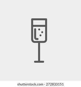 Wine glass icon thin line for web and mobile, modern minimalistic flat design. Vector dark grey icon on light grey background.