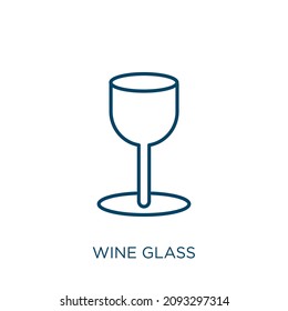 icono de copa de vino. Icono de contorno de cristal de vino lineal delgado aislado sobre fondo blanco. Señal de vidrio de vectores de línea, símbolo para web y móvil