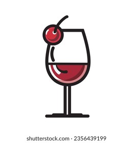 Wine glass icon in trendy flat design on white background. vector illustration EPS 10. Editable stroke.
