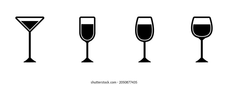 icono del vino de vidrio, vector del vino