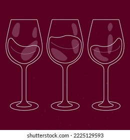 wine glass icon vector. Alcohol drink, red wine Glass illustration Doodle style