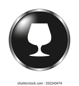 Wine glass icon - vector button