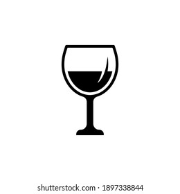 Wine Glass Icon Vector Glyph Style Design