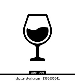 Wine Glass Icon Vector Illustration Logo Template
