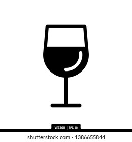 Wine Glass Icon Vector Illustration Logo Template
