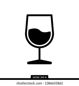 Wine Glass Icon Vector Illustration Logo Template
