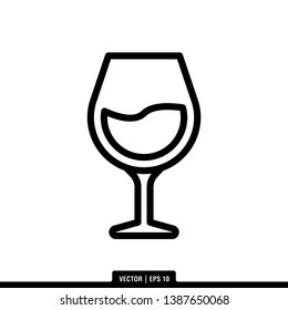 Wine Glass Icon Vector Illustration Logo Template
