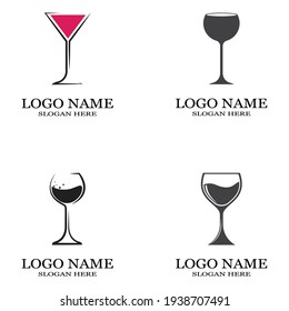 plantilla de ilustración vectorial de icono de vidrio de vino