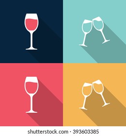 Wine Glass Icon, Vector Illustration, Flat Design Style