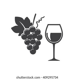 Wine in glass icon Vector Illustration on the white background.