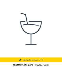 Wine Glass Icon / Vector - In Line / Stroke Design
