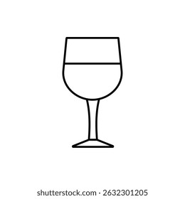 wine glass icon, vector line isolated on white background. trendy and modern design