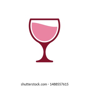 Wine glass icon vector logo template flat trendy