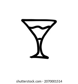 wine glass icon in vector. Logotype - Doodle