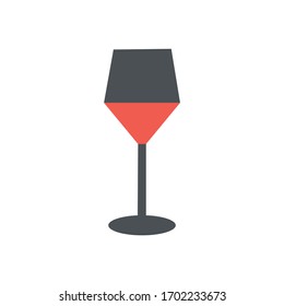 icono de cristal de vino vectorial sobre fondo blanco. plantilla de ilustración del símbolo del vino color editable