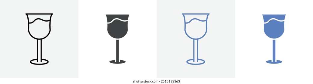Conjunto de Vector de icono de vidrio de vino para Web UI o App