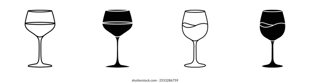 Conjunto de Vector de icono de copa de vino. EPS10