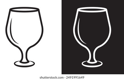 Wine Glass Icon, vector, silhouette. Cocktail glass symbol vector, icon.  Vector illustration.