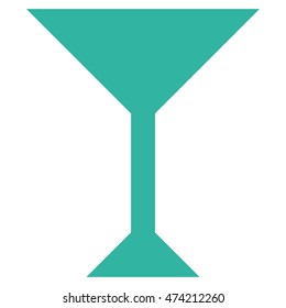 Wine Glass icon. Vector style is flat iconic symbol, cyan color, white background.