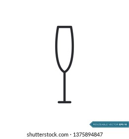 Wine Glass Icon Vector Template
