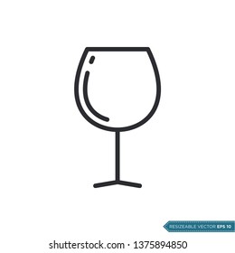 Wine Glass Icon Vector Template