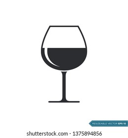 Wine Glass Icon Vector Template
