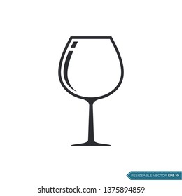 Wine Glass Icon Vector Template