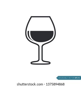 Wine Glass Icon Vector Template Illustration Design