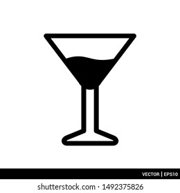Wine glass icon. Water glass icon. Drink glass icon. Vector illustration logo template. EPS 10