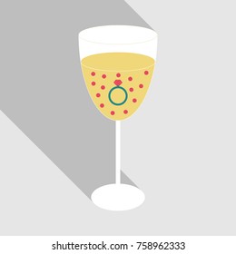 wine glass icon with wedding ring