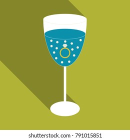 wine glass icon with wedding ring