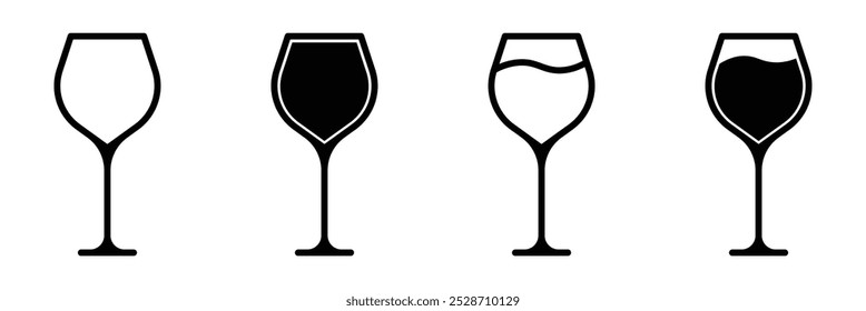 Wine glass icon, Wineglass icon, Glassware icon. Vector illustration of glass icon set on white background.